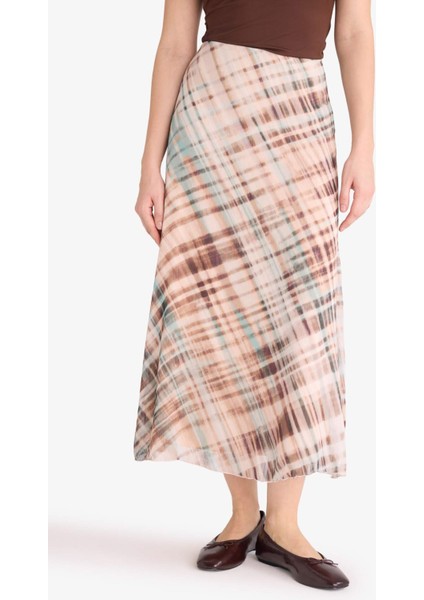 Kalem Desenli Normal Bel Astarlı Şifon Midi Etek G2930AX25AU modelleri