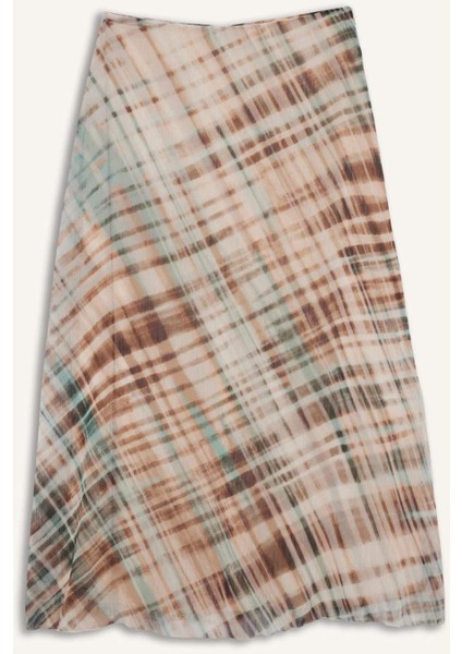 Kalem Desenli Normal Bel Astarlı Şifon Midi Etek G2930AX25AU fırsatları