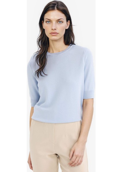 Regular Fit Bisiklet Yaka Basic Düz Kısa Kollu Triko Kazak D6272AX25SM modelleri