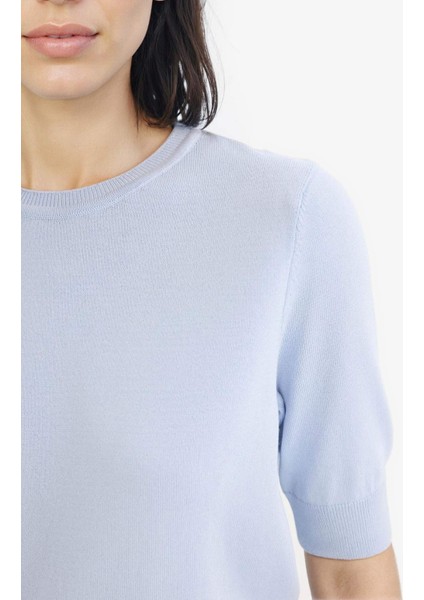 Regular Fit Bisiklet Yaka Basic Düz Kısa Kollu Triko Kazak D6272AX25SM indirimleri