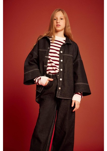 Kız Çocuk Düğmeli Denim Ceket G3489A825AU