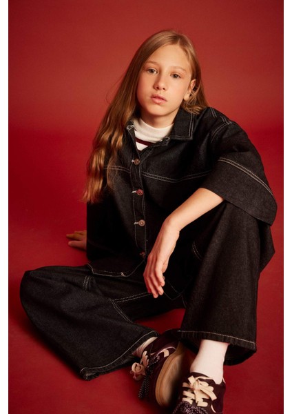 Kız Çocuk Düğmeli Denim Ceket G3489A825AU modelleri