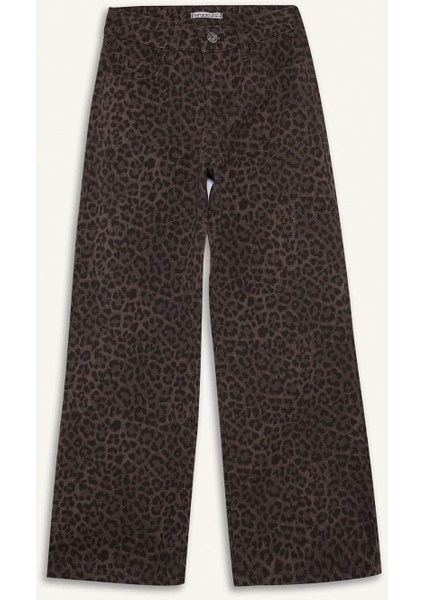 Kız Çocuk Flare Fit Leopar Desenli İspanyol Paça Pantolon G3695A825WN fırsatları
