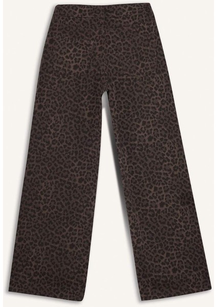 Kız Çocuk Flare Fit Leopar Desenli İspanyol Paça Pantolon G3695A825WN