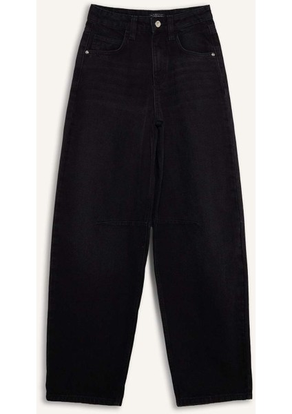 Baggy Fit Yüksek Bel Düz Paça Uzun Jean Pantolon F2960AX25WN fırsatları
