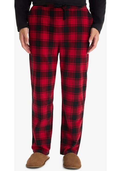 Pijama Takımı Regular Fit Polar Uzun Kollu Üst Ekose Desenli Uzun Alt F4561AX25WN fırsatları