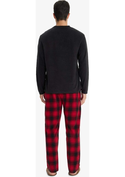 Pijama Takımı Regular Fit Polar Uzun Kollu Üst Ekose Desenli Uzun Alt F4561AX25WN indirimleri