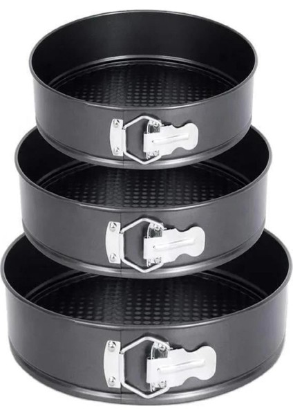 3’lü Kelepçeli Kek Kalıbı Seti – Kolay Çıkarma Özellikli, Yapışmaz Kaplama, 28, 26 ve 24 cm fiyatları