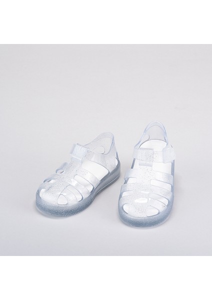 Star Glitter Unisex Çocuk Beyaz Sandalet