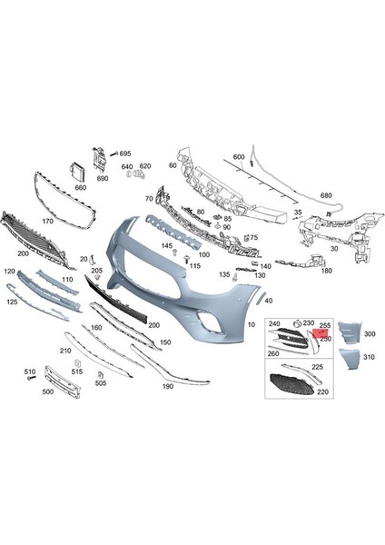 Mercedes-Benz Için Sağ Ön Tampon Döşeme Şeridi A2138856406 (Yurt Dışından)