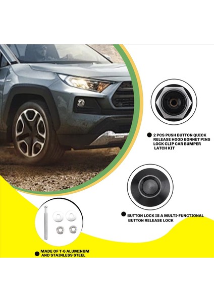 Adet Basmalı Düğmeli Hızlı Çıkarma Kaput Kilidi Klipsi Araba Tampon Mandalı Kiti (Yurt Dışından) indirimleri