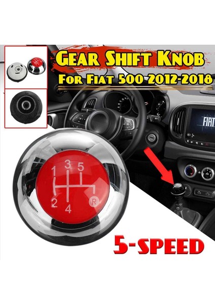 Fiat 500 2012-2018 Krom+Kırmızı 5 Hızlı Vites Topuzu 55344048 (Yurt Dışından) fiyatları