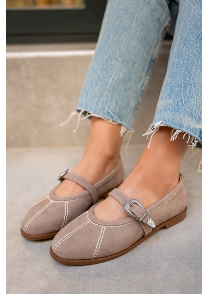 Opsis Vizon Süet Düz Taban Kemer Detaylı Babet fiyatları