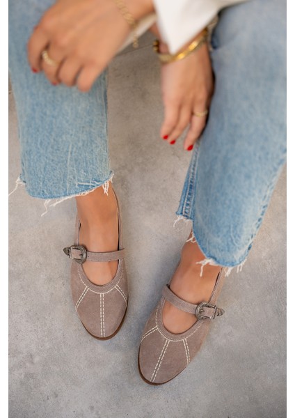 Opsis Vizon Süet Düz Taban Kemer Detaylı Babet fırsatları