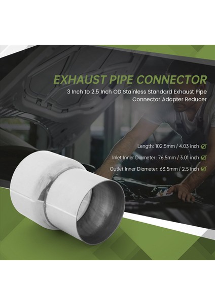 3 Inç Ila 2,5 Inç Dış Çaplı Paslanmaz Standart Egzoz Borusu Bağlantısı (Yurt Dışından) fırsatları
