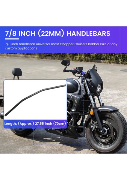Honda Için 7/8 Inç Motosiklet Gidonu 22 mm Siyah Düz Çubuk (Yurt Dışından) fırsatları