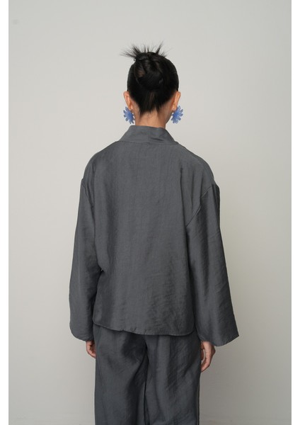 Kadın Gül Detaylı Yandan Bağlamalı Düz Renk Kimono-Ceket indirimleri