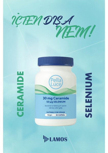 Pella Luce Ceramide Selenium 30 Kapsül Cilde Nem Desteği