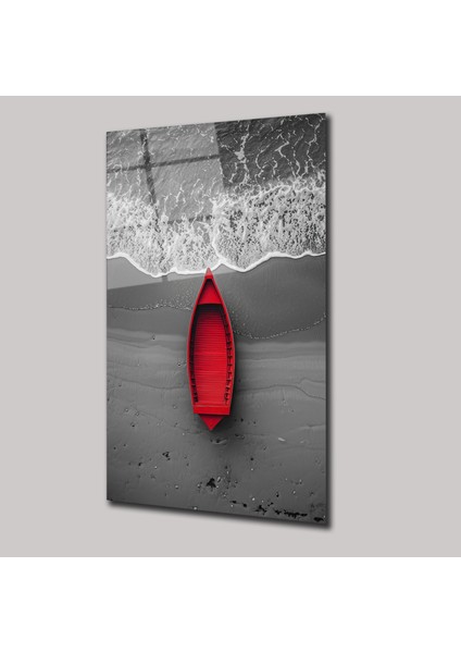 Kırmızı Kayık - Cam Tablo - DEG0178
