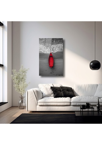 Kırmızı Kayık - Cam Tablo - DEG0178 fırsatları