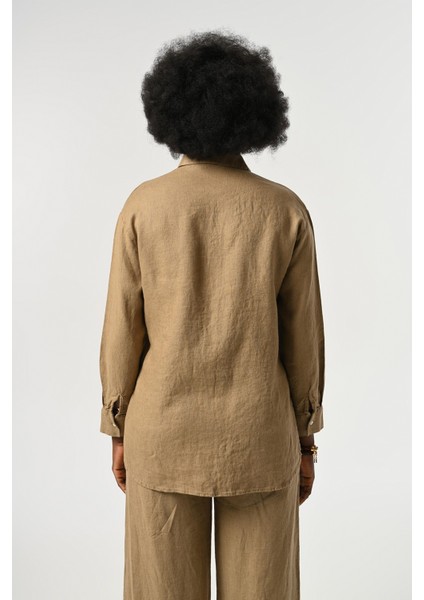 Kadın %100 Keten Önü Bağlama Detaylı Gömlek indirimleri
