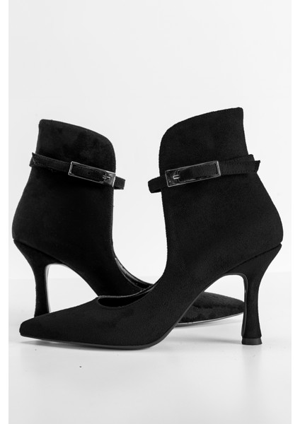 Topuklu Gri Süet Kadın Açık Bot Bilekten Ayarlanabilir Tokalı Model fırsatları