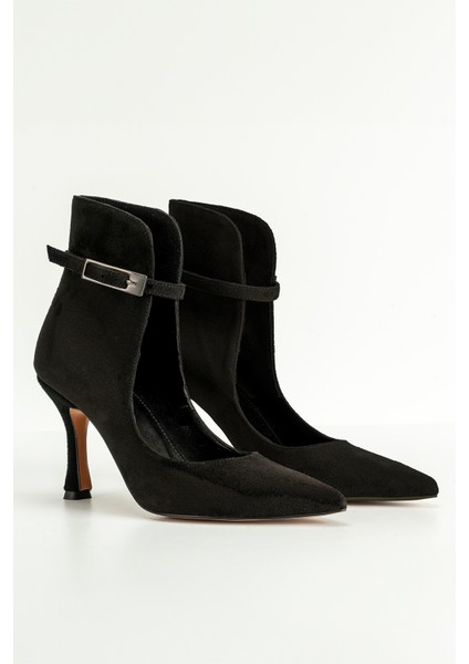 Topuklu Gri Süet Kadın Açık Bot Bilekten Ayarlanabilir Tokalı Model indirimleri