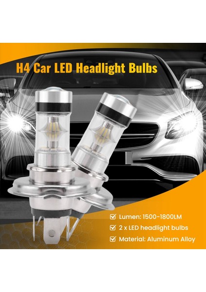 2 Adet LED H4 Hb2 9003 Ampul 100W 20 LED Araç Sis Lambası 6000K Beyaz (Yurt Dışından) indirimleri