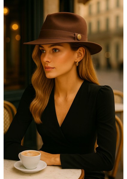 Kahverengi Kadın Panama Şapka