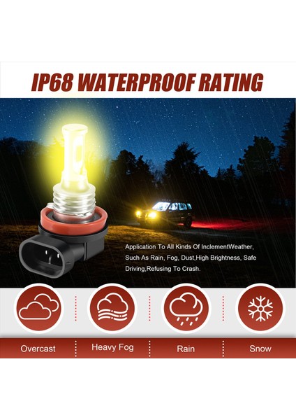 H11 H8 H16 80W 4000LM 3000K Sarı Tech LED Sis Farı Ampul Kiti (Yurt Dışından) indirimleri