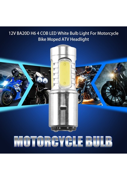 12V BA20D H6 4 Cob LED Beyaz Ampul Moped Atv Farı Için (Yurt Dışından) fırsatları