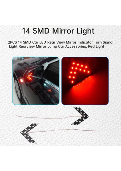 2 Adet 14 Smd Araba LED Dikiz Aynası Gösterge Sinyal Lambası, Kırmızı Işık (Yurt Dışından) indirimleri