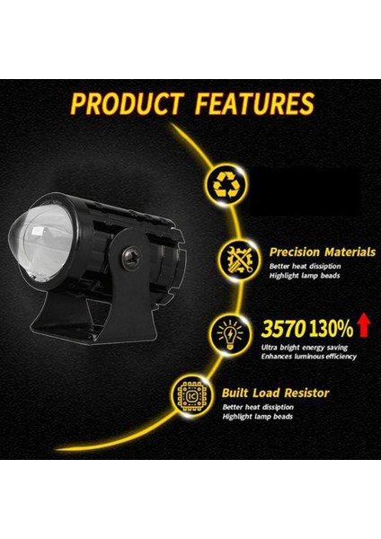 Motosiklet Güçlü Lens Spot Işığı 6000K Çift Renkli Anahtarlı B (Yurt Dışından) fırsatları
