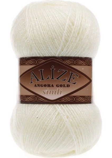 Angora Gold Simli – 5’li Paket (Simli Ince El Örgü Ipliği) 01-Krem fiyatları