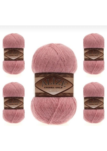 Angora Gold Simli – 5’li Paket (Simli Ince El Örgü Ipliği) 144 - Koyu Pudra