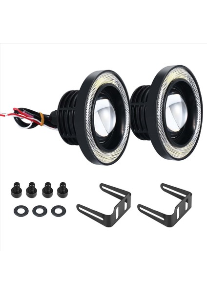 2 Adet Araba Evrensel 3,5 Inç Cob Angel Eye Sis Farları Farlar Beyaz (Yurt Dışından) modelleri
