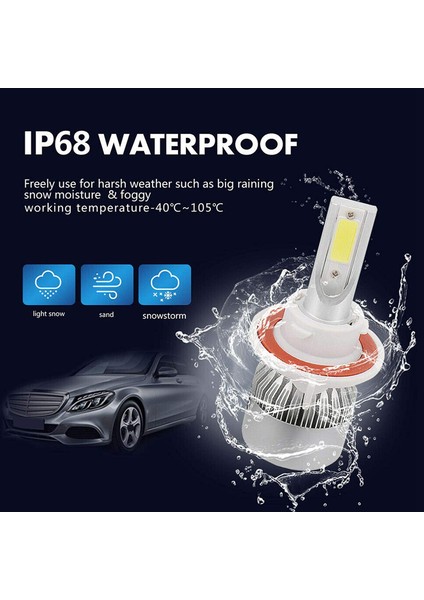 (2'li Paket) H13 / 9008 LED Far (Yakın ve Uzak), 72W Soğuk Beyaz (Yurt Dışından) modelleri