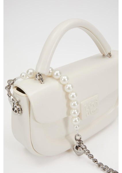 Beyaz İnci Askılı Omuz Çantası