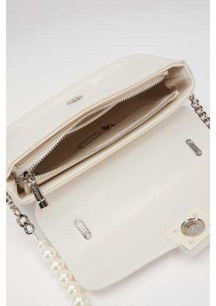 Beyaz İnci Askılı Omuz Çantası