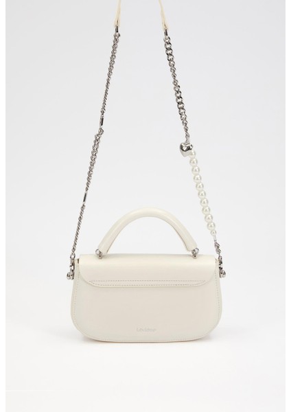 Beyaz İnci Askılı Omuz Çantası