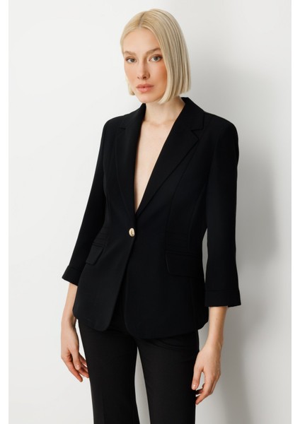 Kadın Kapak Cepli Duble Kol Ceket 5203 Siyah fiyatları