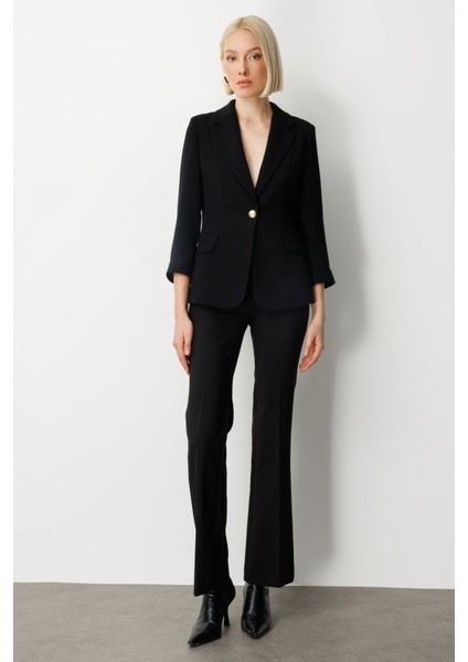 Kadın Kapak Cepli Duble Kol Ceket 5203 Siyah modelleri