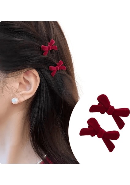 Mini Kırmızı Kadife Yay Saç Klipleri Küçük Kızlar Tatlı Şeker Kadife Küçük Yay Düğüm Saç Tokaları Saç Çiğnemeleri Ette Saç Aksesuarları: Şarap Kırmızı/beden: 1pcs (Yurt Dışından)