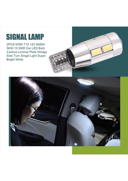 Adet W5W T10 6000K 5630 10 Smd Araba LED Ampul Sinyal Lambası Beyaz (Yurt Dışından) fırsatları