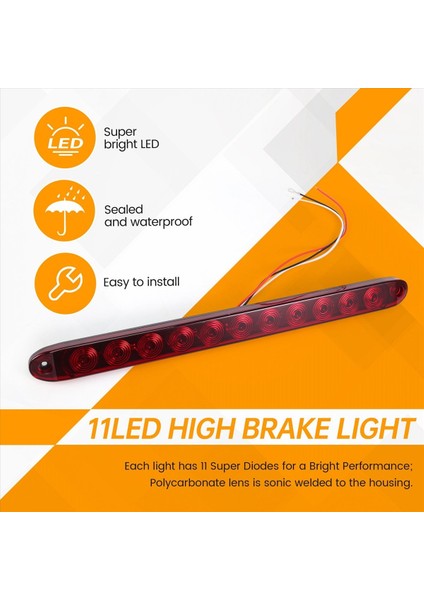 Adet Kırmızı 15 Inç 11 LED Römork Işık Çubuğu Sızdırmaz Dönüş Kuyruğu Su Geçirmez (Yurt Dışından) indirimleri