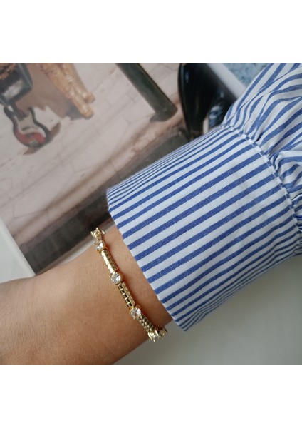 14K Altın Kaplama Zirkon Tek Taşlı Kadın Bileklik fiyatları