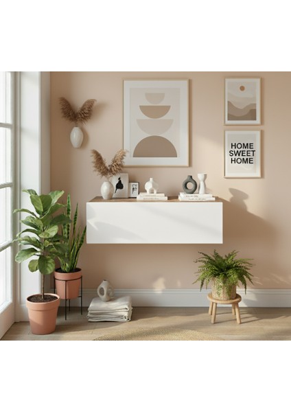 Robin Home Lia Hol Antre Dresuar Duvara Monte Kapaklı 100CM Çam-Beyaz