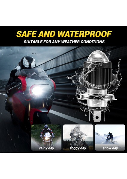H4 Motosiklet Mini LED Projektör Ampulleri Çift Renkli Scooter E-Bisikletler (Yurt Dışından) indirimleri