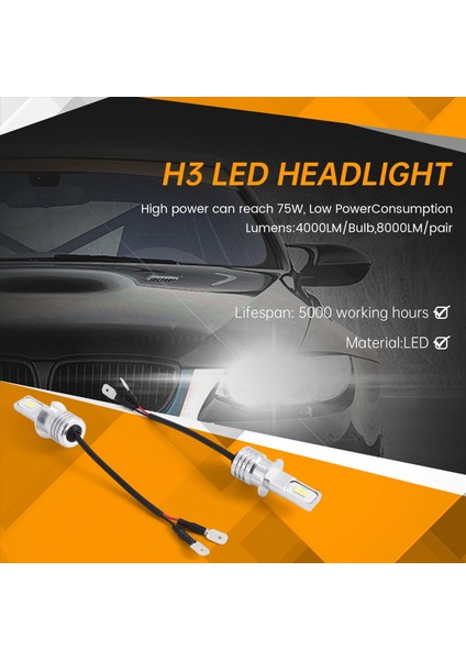 2x H3 Süper Parlak LED Far Kiti 100W 10000LM Sis Farı (Yurt Dışından) fırsatları