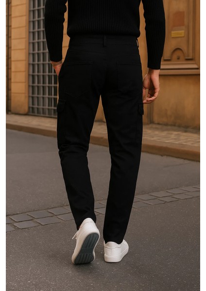 Erkek Bol Paça Trend Yüksek Bel Siyah Kargo Pantolon indirimleri